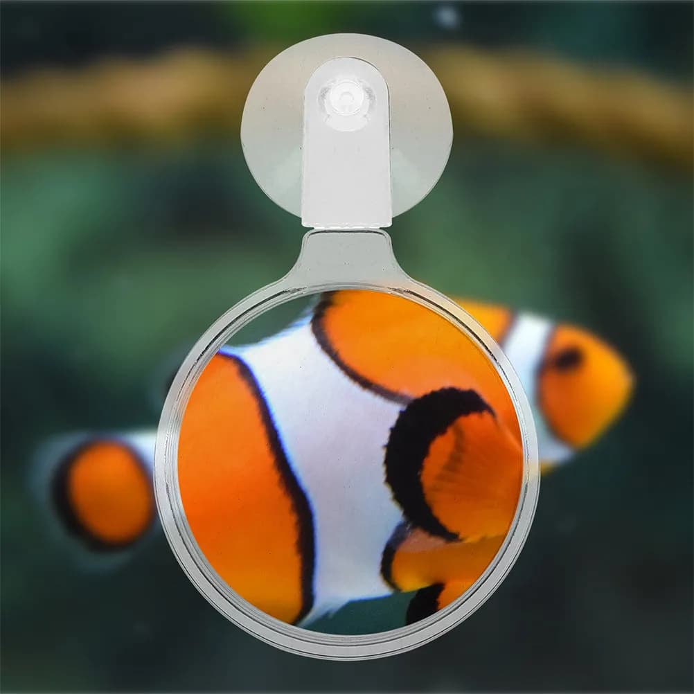 2Pcs Aquarium Magnifying Glass Suction Cup Design Clear Acrylic Fish Tank Viewer for Betta Fish Plants Small Animal Microscopic