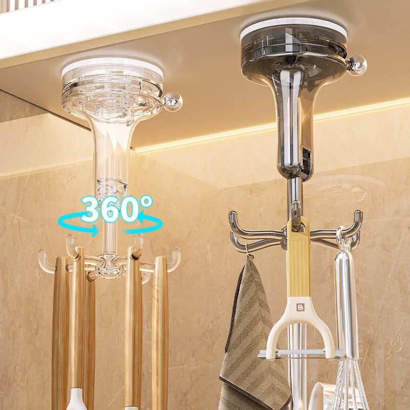 1pc Sei Artigli Girevole Ventosa Gancio Pieghevole Punch Free Cucchiaio Pala Rack di Stoccaggio Traceless Gancio Organizzatore Della Cucina