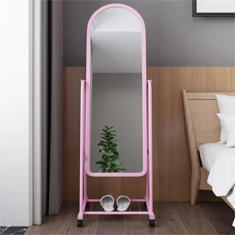 Bagno del dormitorio degli studenti, camera da letto con supporto, specchio da pavimento ribaltabile, specchio per il trucco a figura intera