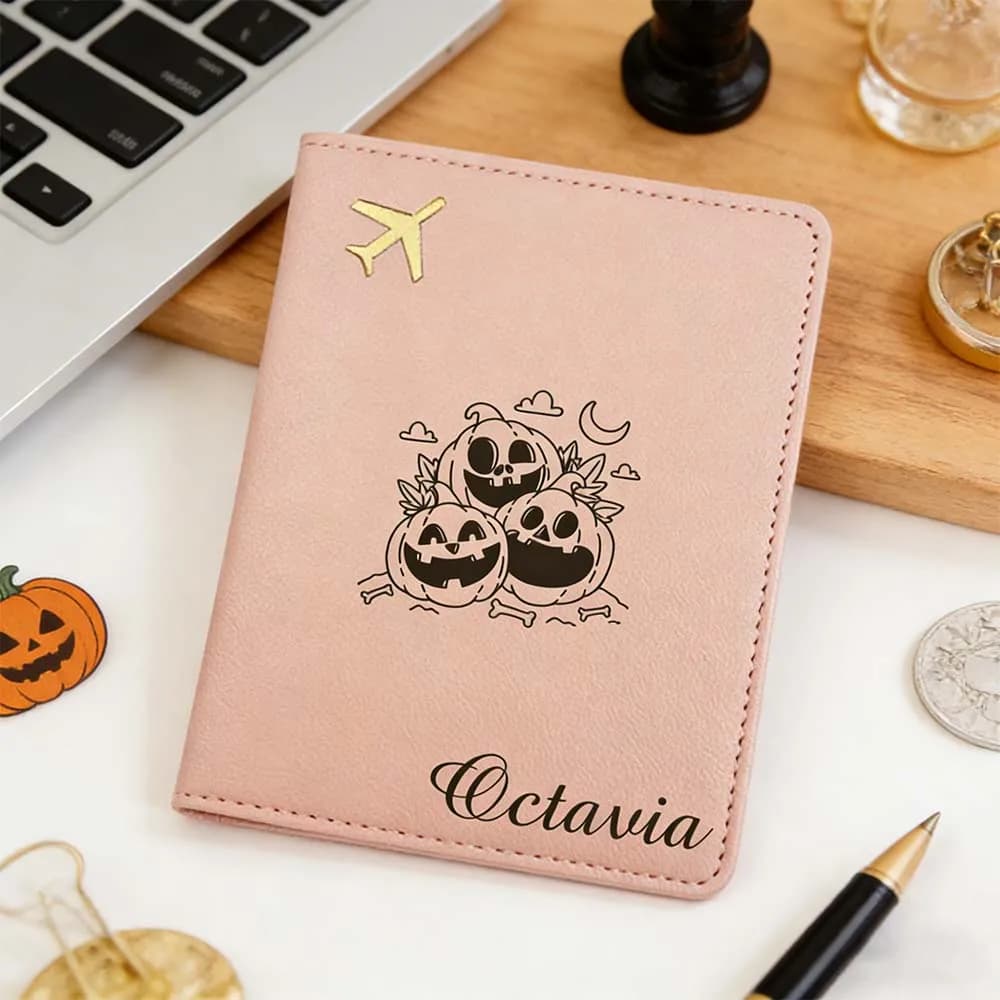 1 Pezzo Porta Passaporto Personalizzato con Nome, Regalo per Battesimo, in Pelle Vegana, Stile Classico