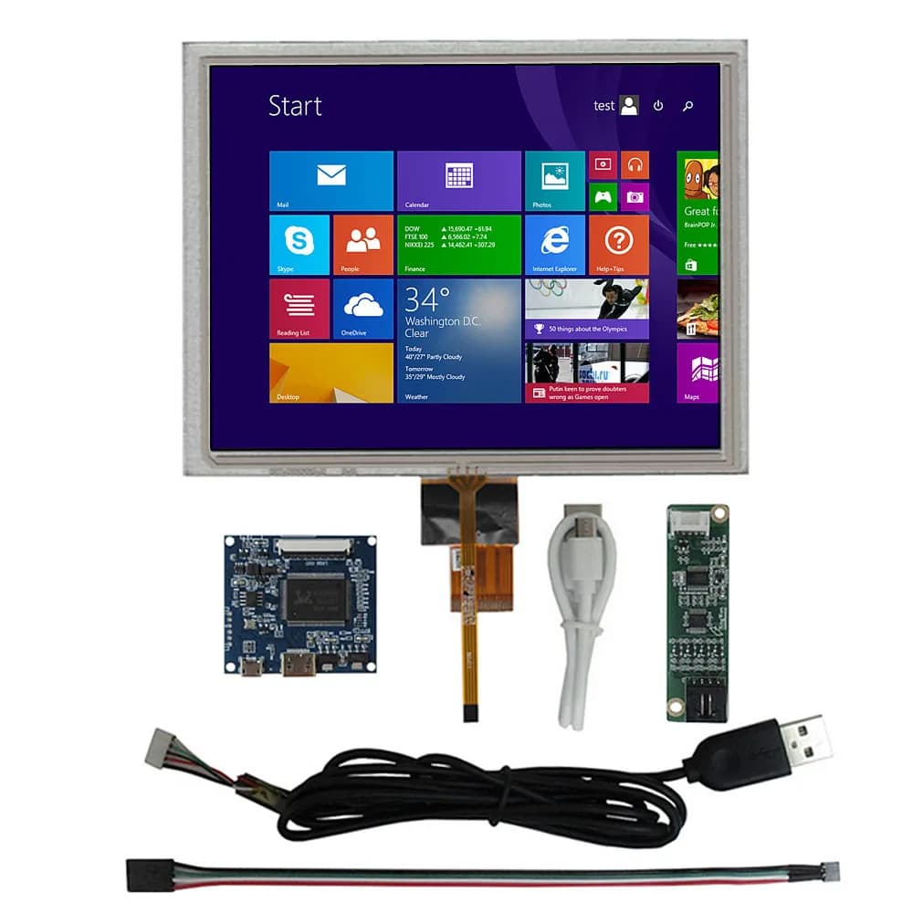 8 pollici 1024*768 IPS Display LCD Screen Digitizer Touchscreen Driver Scheda di Controllo HDMI-Compatibile Raspberry Pi Kit Monitor FAI DA TE
