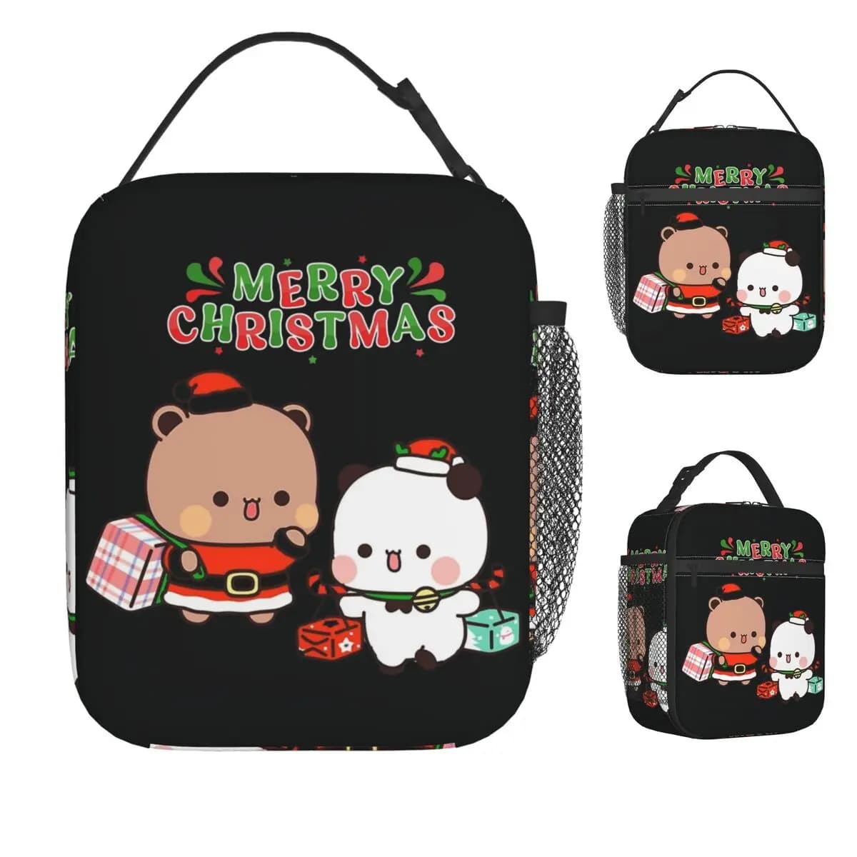 Bubu e Dudu Buon albero di Natale Borsa per il pranzo di Babbo Natale Borsa per il pranzo Kawaii Borse termiche portatili da spiaggia Borsa termica con stampa