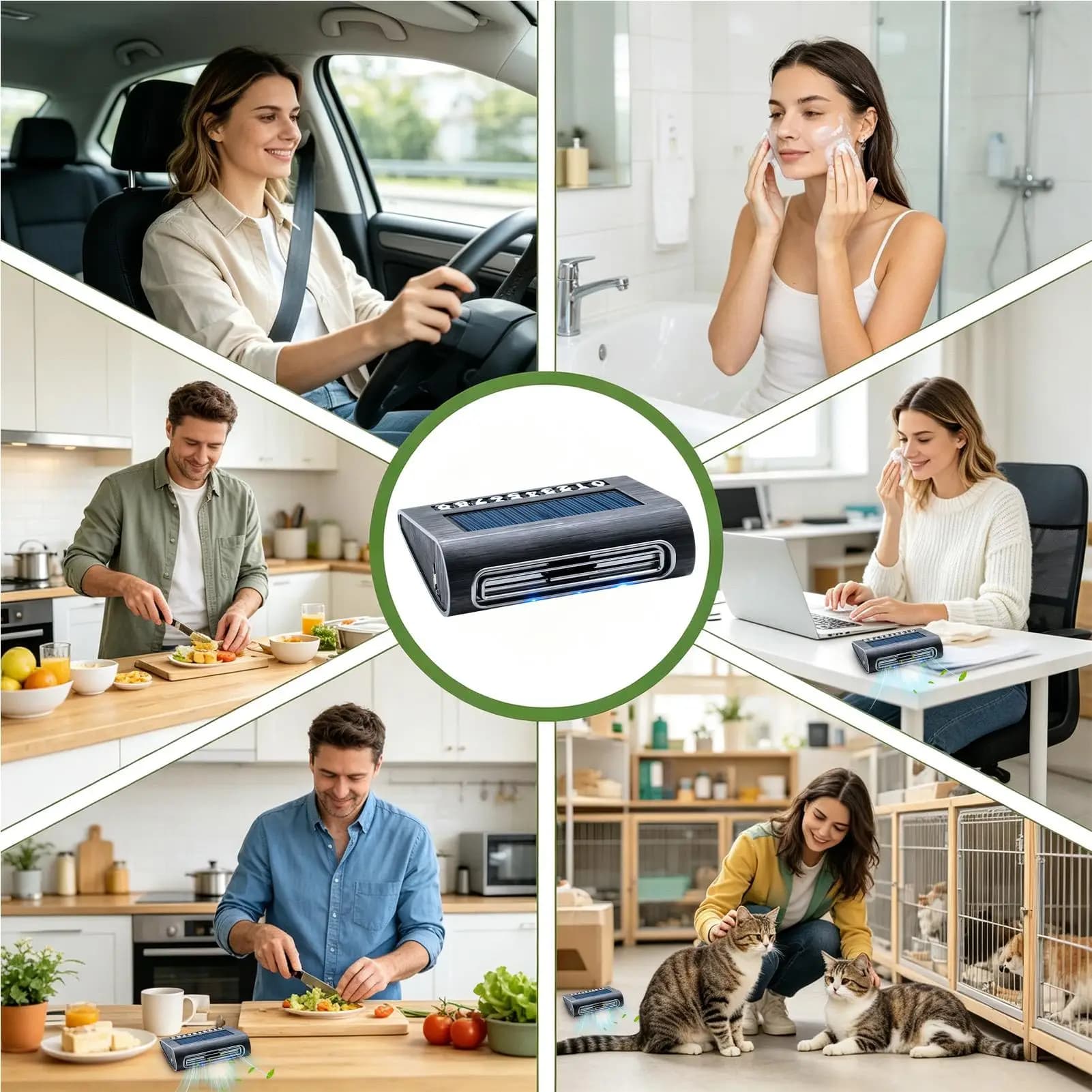 Solar Car Air Purifier USB & Solar Charging Pet Odor Removal Compact Air Cleaner For Drivers Travelers Home Office Bedroom