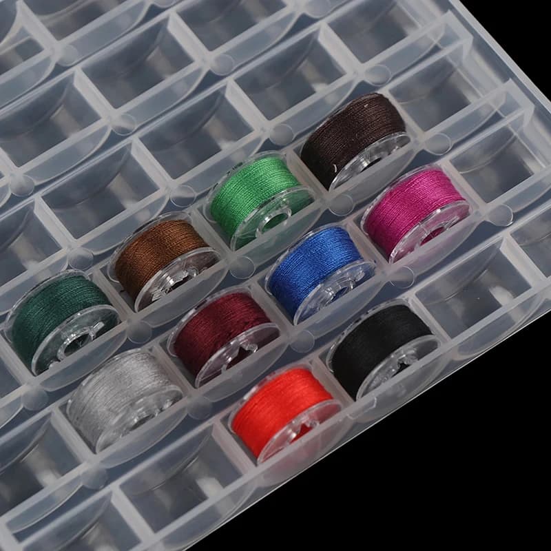 1 pz Scatola porta bobine vuote da 25 pezzi, Accessori e strumenti per cucito, Contenitore in plastica per bobine da macchina da cucire, Organizzatore per aghi da maglia