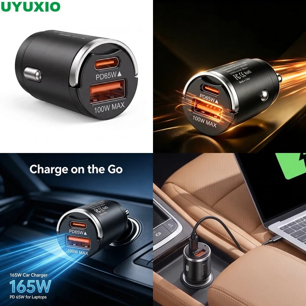 165W Flush Fit Car Charger PD 65W USB C and 100W USB A Charging for Cars Trucks SUVs and Travel Zinc Alloy Flush Fit Design