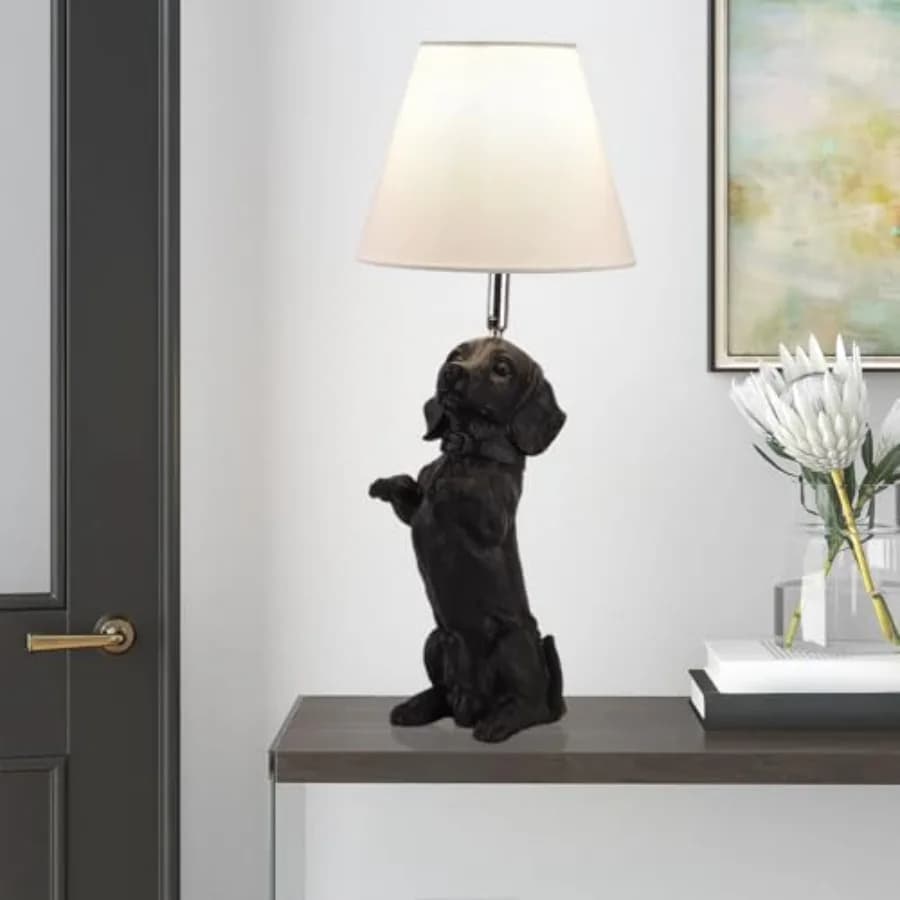 Dachshund Dog Table Lamp Creative Puppy Resin Desk Lamp Farmhouse Dachshund Pet Animals Nightstand Lamp for Bedroom Living Room