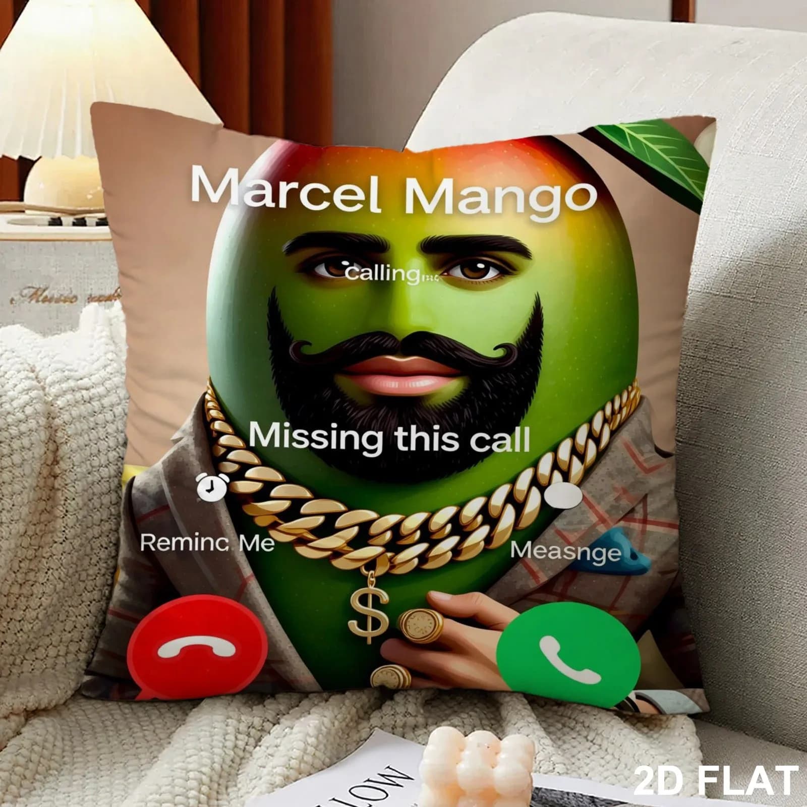 Stylized Marcel Mango Suit Character Print Pillow Cover Funny Call Screen Design For Sofa Bedroom Home Decor