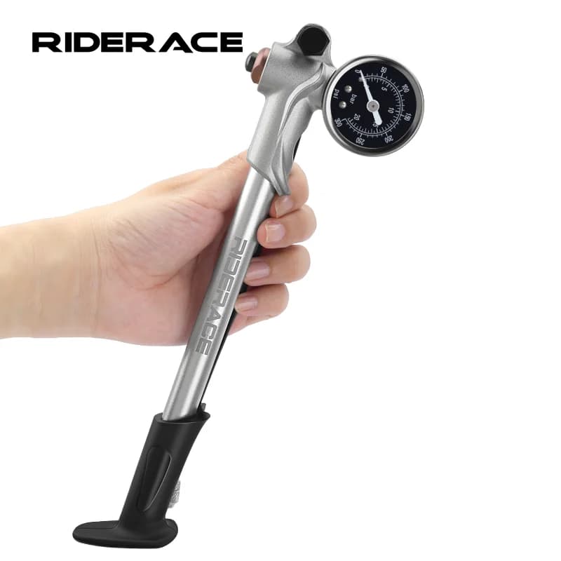 Pompa per bicicletta con manometro per forcella e ammortizzatore posteriore, 300 PSI, alta pressione, per MTB e bici da strada, gonfiatore ad aria manuale