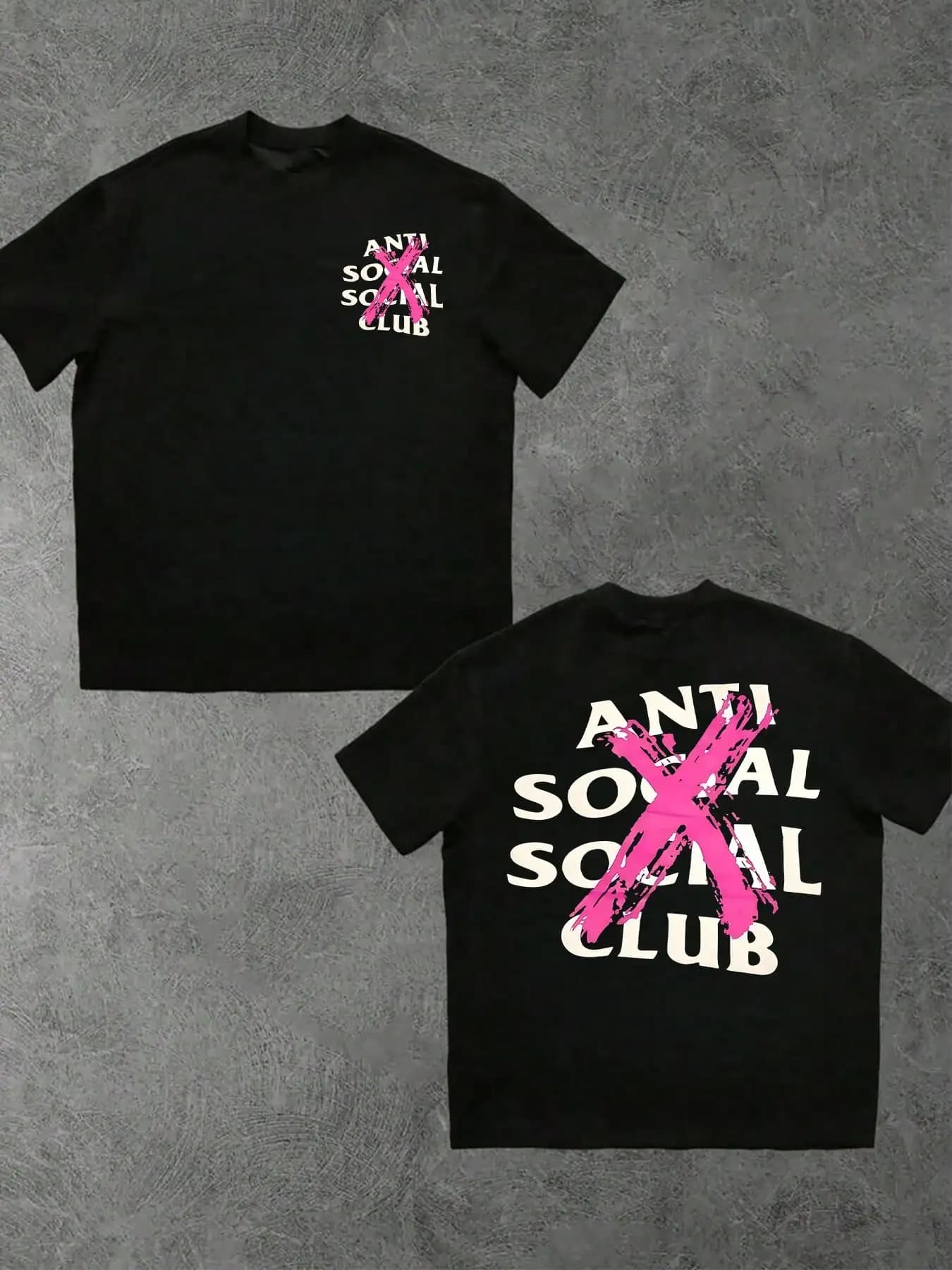 Men's T-shirt in black cotton with bold X graphic print on front and back