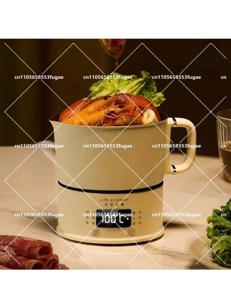 Bollitore Elettrico Portatile 100-240V, Pentola da Cucina Separabile, Bollitore per Acqua, Hot Pot, Tazza Riscaldante da Viaggio in Acciaio Inossidabile 0.6L