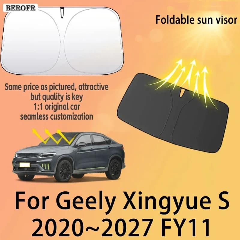 For Geely Xingyue S 2020~2027 Car Front Windshield Sunshade Fold Shade UV Shade Solar Sun Shade Privacy Curtain Car Accessories