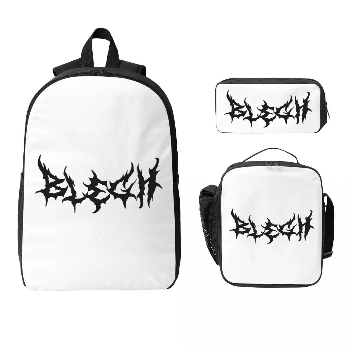 Blegh Heavy Metal Metalcore Deathcore Zaino Borsa per libri Borsa per la scuola Borse a tracolla per computer 3 pezzi Borsa termica per il pranzo Astuccio per matite