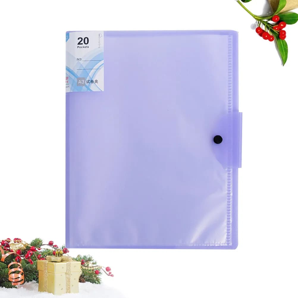 Cartella Portadocumenti Trasparente Viola con Copertina Rinforzata, Clip per Formato A3, Organizzatore per Documenti, Raccoglitore per Esami