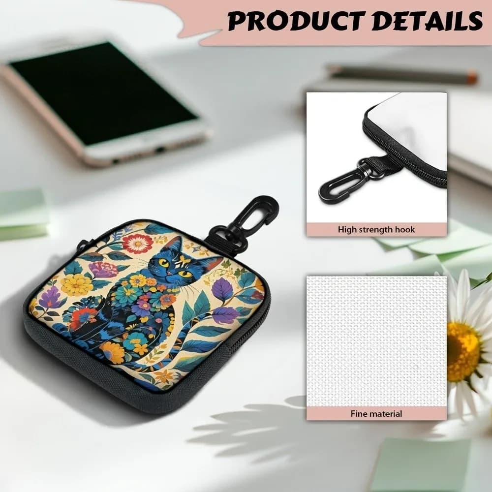 Durevole mini portamonete con stampa gatto borsa per auricolari in pelle artificiale portafoglio leggero impermeabile regalo per amici