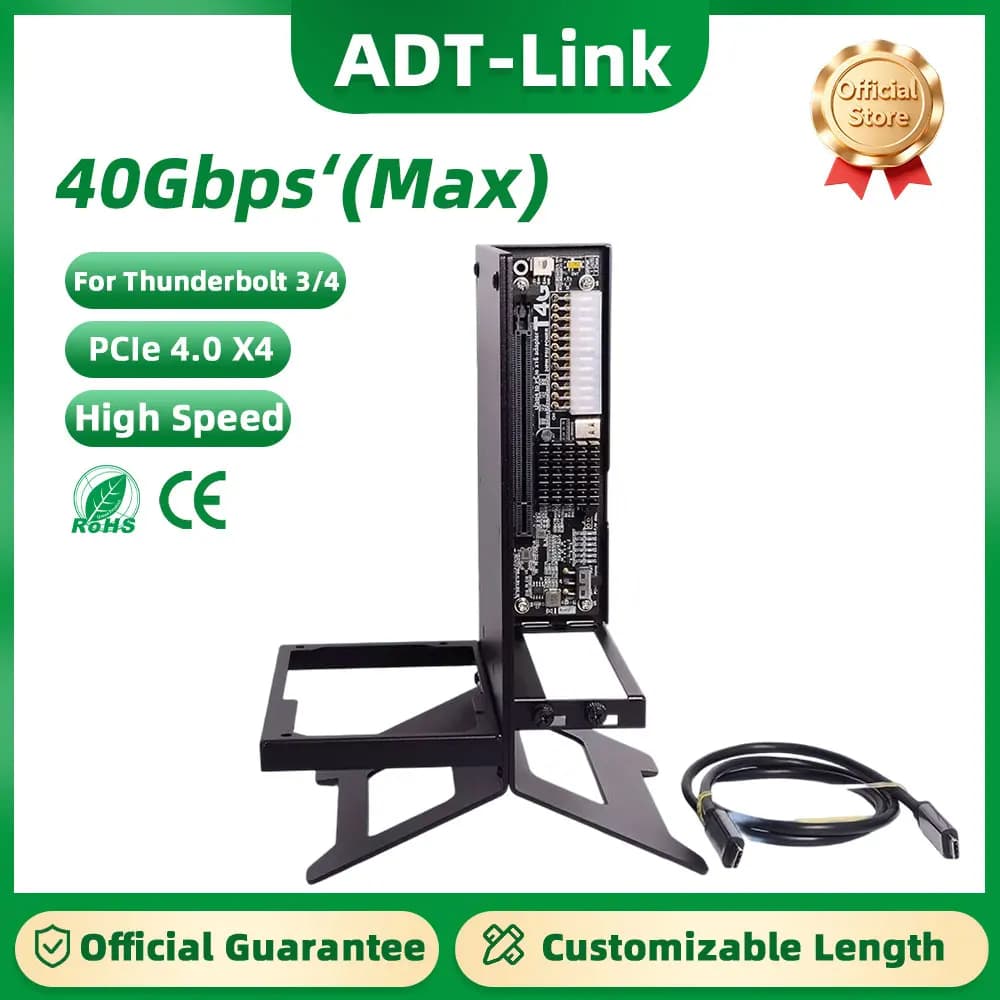 ADT-Link PCIE 3.0 Dock Station per Thunderbolt 3/4 eGPU Espansione esterna Supporta schede grafiche RTX20 e superiori U4G-BK8