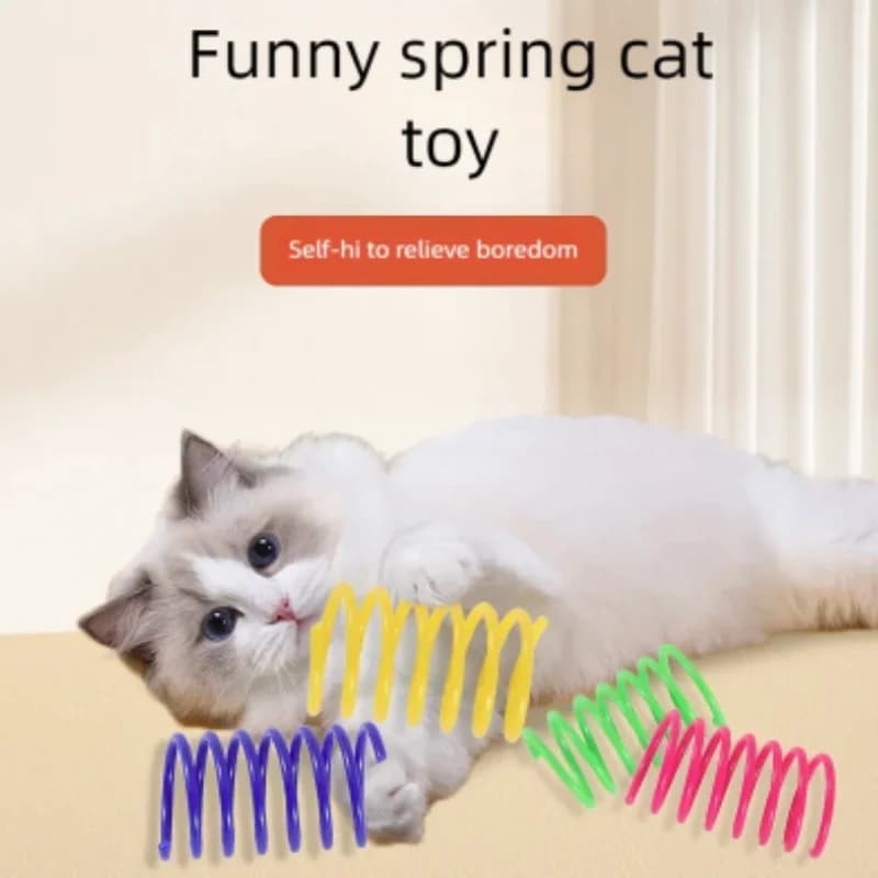 Toy for cats plastic cat color, toy for cats jumping spring, scratch resistant and bites, pet supplies