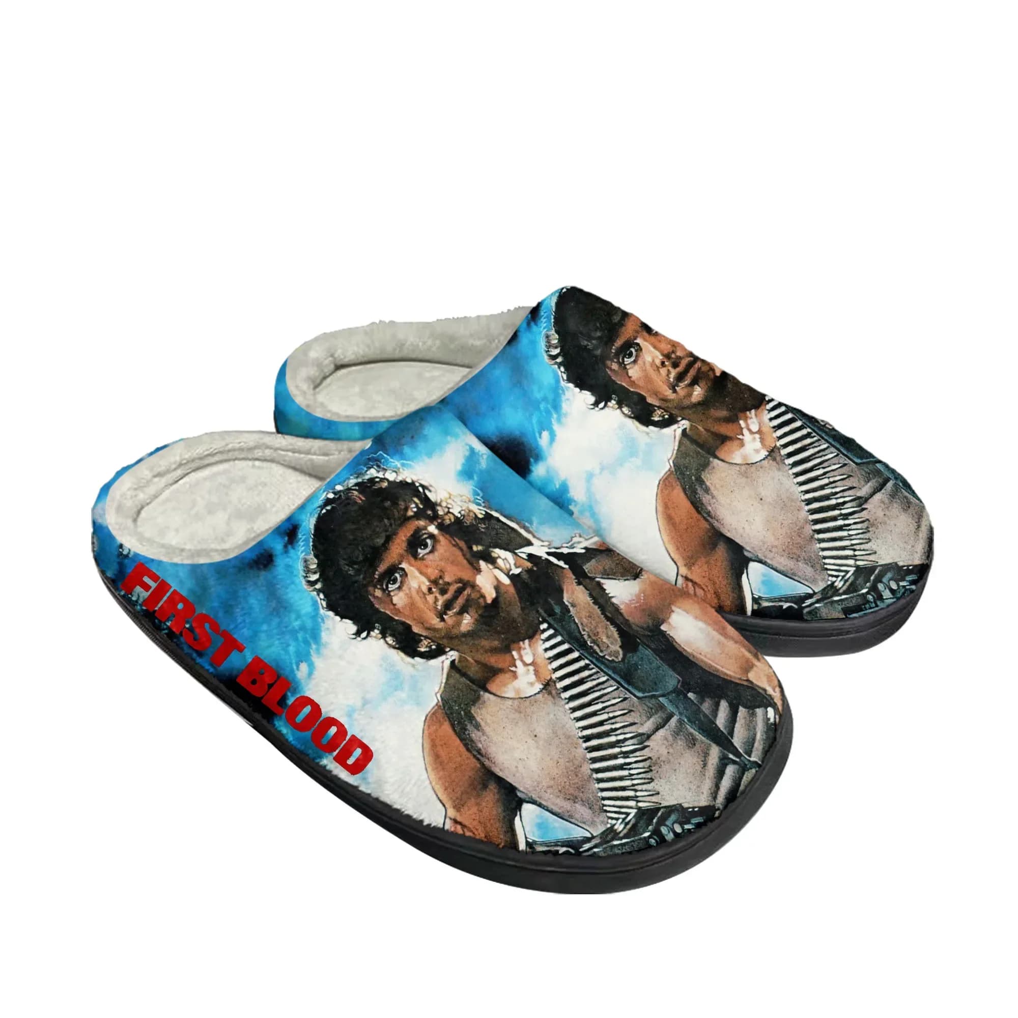 Pantofole in cotone per la casa del film First Blood, da uomo e donna, in peluche, per camera da letto, casual, calde, termiche, da interno, personalizzabili