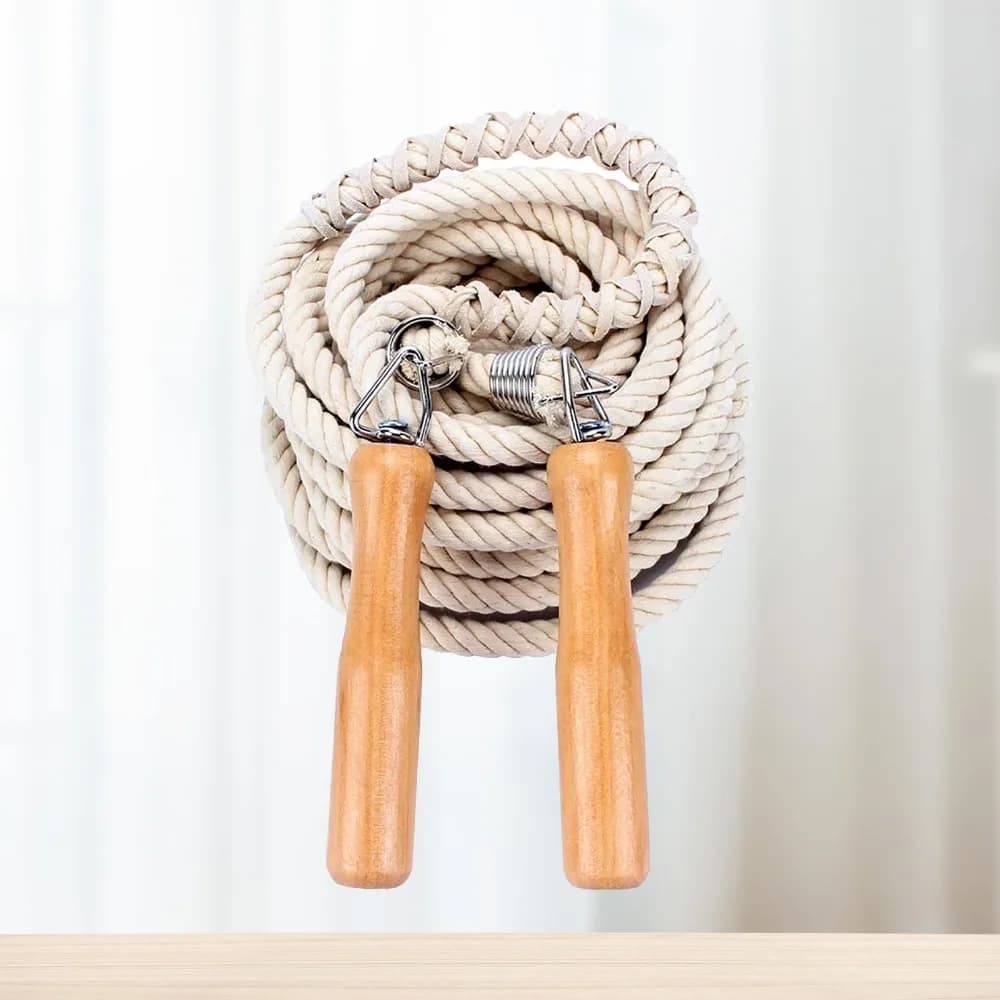 3 Meters Multiplayer Long Jump Rope Cotton White Collectivity Skipping Rope Wooden Handle Team Group Skipping Rope