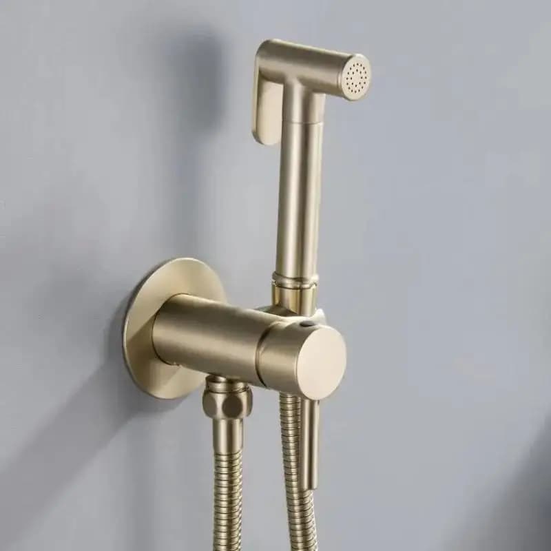 Brushed Gold Bidet Sprayer Toilet Faucet Brass Hand-held Wall-mounted Gunmetal gray Mixer Hot And Cold Water With Hose sprayer