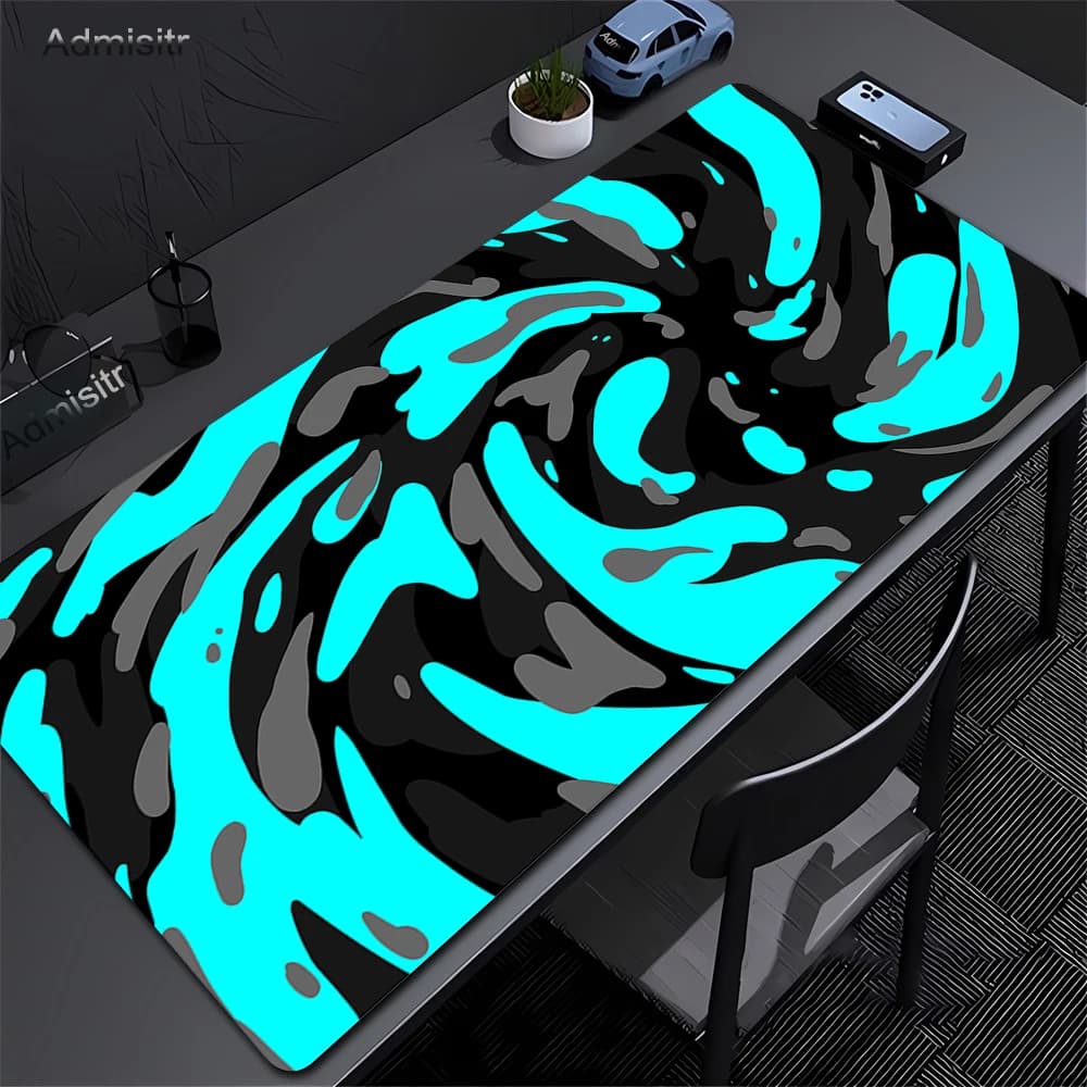 Mousepad Blue And White Strata Liquid Gaming Mouse Pad Large Gamer Office Accessories Computer Rubber Mausepad Keyboard Desk Mat