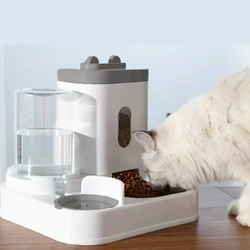 tn Automatic Pet Feeder And Waterer Dispenser 2-in-1 Large Capacity Food Bowl with Water Bowl for Dogs And Cats
