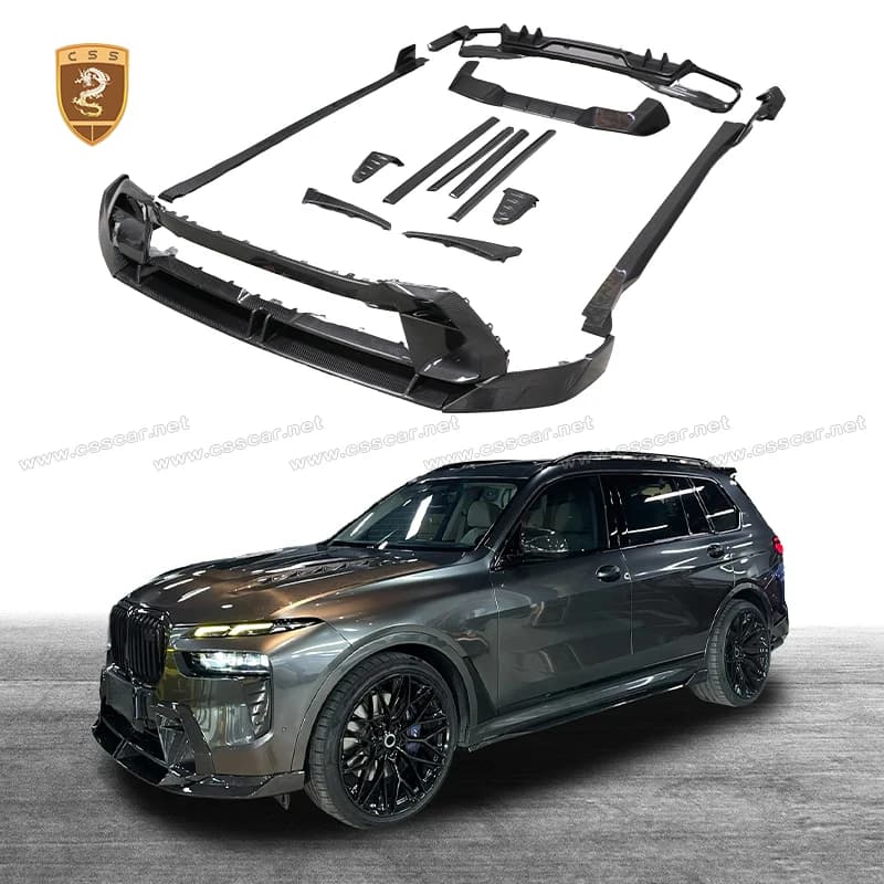 Spoiler Anteriore in Fibra di Carbonio Stile Lar-te per BMW X7 G07 2024, Diffusore Posteriore, Spoiler Tetto, Minigonne Laterali