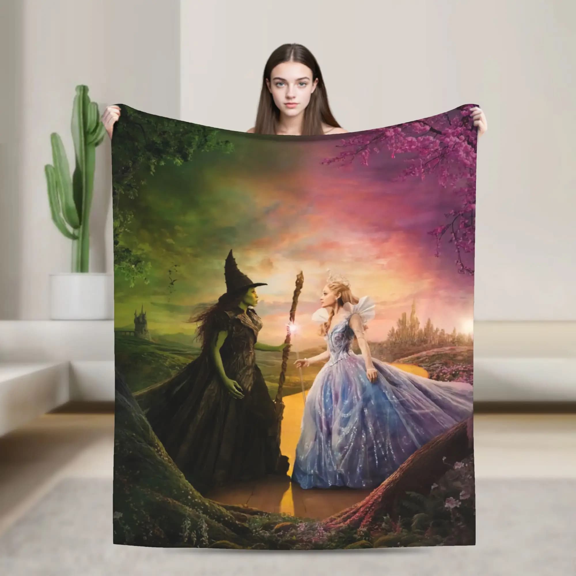 Calda coperta in peluche Wicked 2 Film musicale Glinda Poster Copridivano in flanella per divano letto Soggiorno