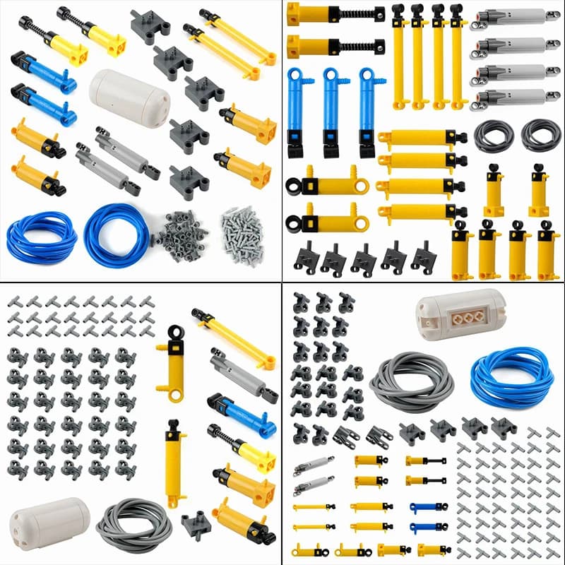Pneumatic Parts Set Cylinder Tank Switch Hose Connector Kit for Technical MOC Mechanical Building Blocks DIY Toys