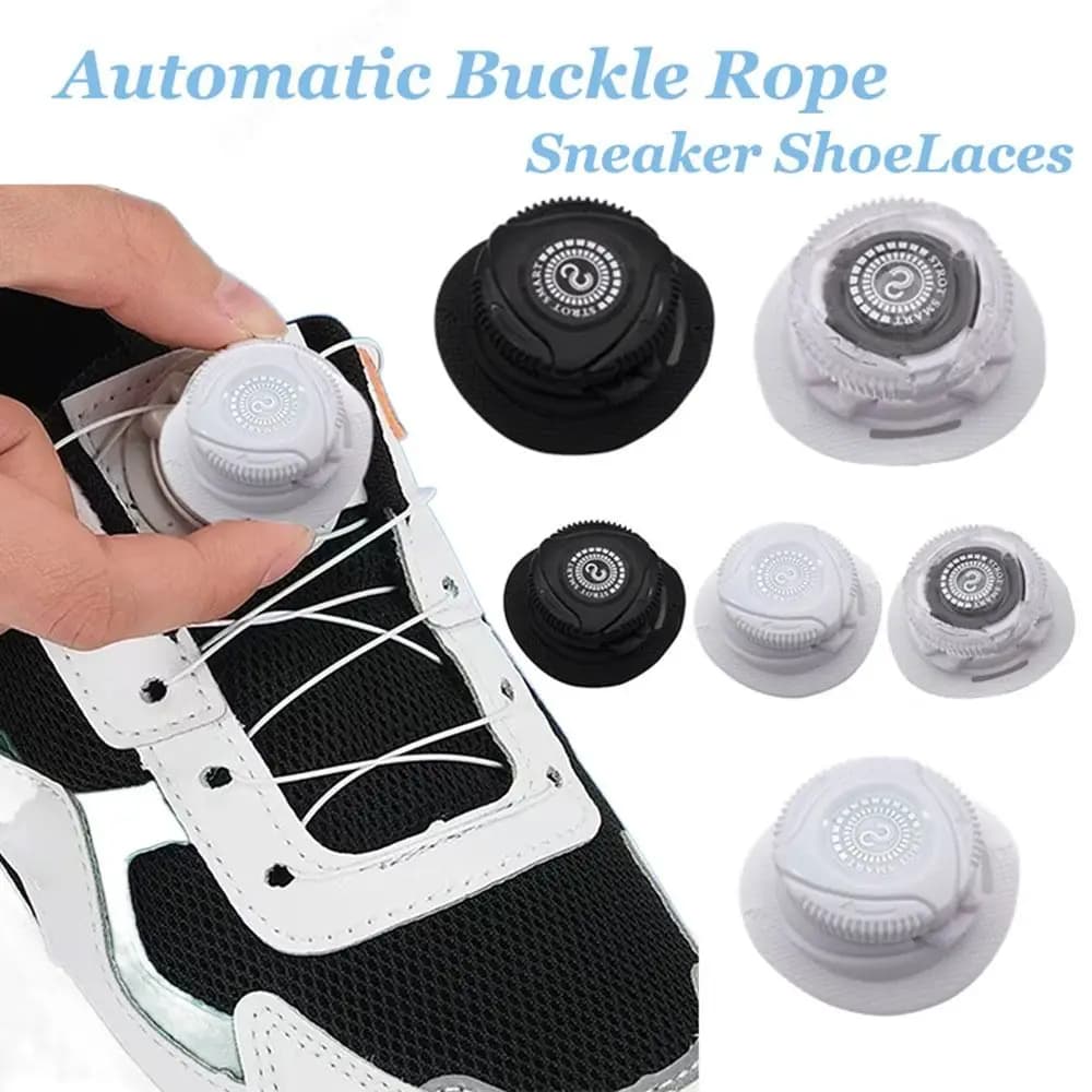 1Pair Swivel Rope Shoelace Turn Buckle Automatic Metal Wire Quick Lock Shoestring Sneaker Casual Shoes Running Shoes Universal