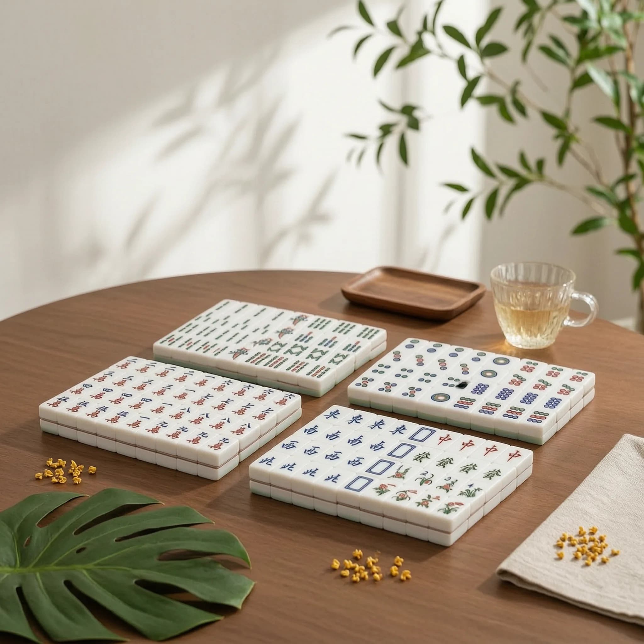 37-Size Mahjong Tiles Standard Composition Hong Hong Kong-Style Mahjong Set Tile Game Chinese Character, Bamboo, Dot Easy To