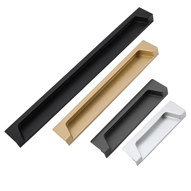 Maniglia invisibile Armadio guardaroba Moderno e minimalista High-End Hlack Porta cassetto Punzonatura gratuita Maniglia per porta nascosta allungata