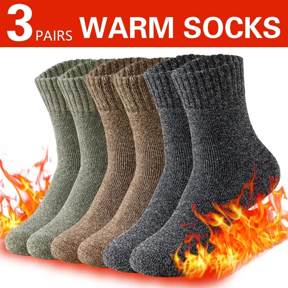 1/3 Paia di Calzini Invernali Spessi da Uomo, Calzini Lunghi per Sport all'Aperto, Resistenti all' Freddo, Antigelo, Calzini da Neve, Idea Regalo