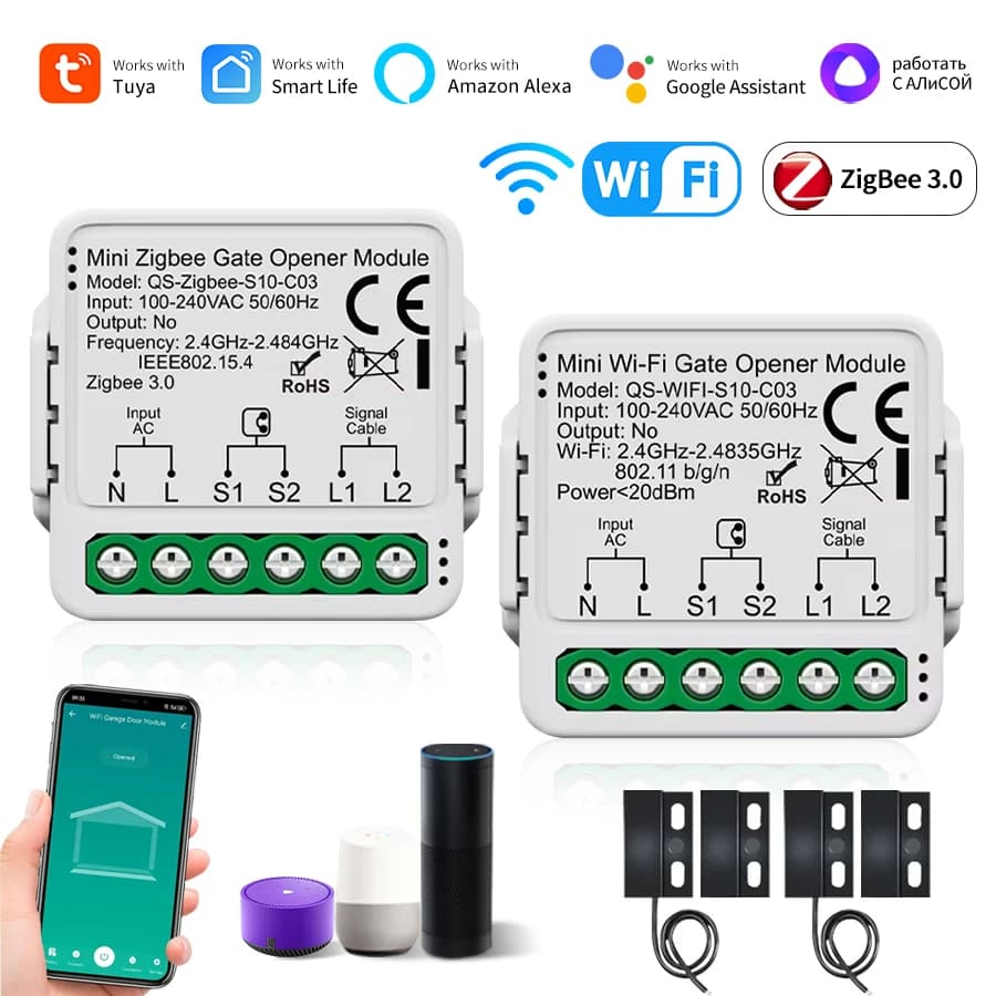 Tuya WiFi Zigbee Controller per apertura porta garage Modulo apricancello intelligente APP Smart Life Alexa Google Home Alice Controllo vocale