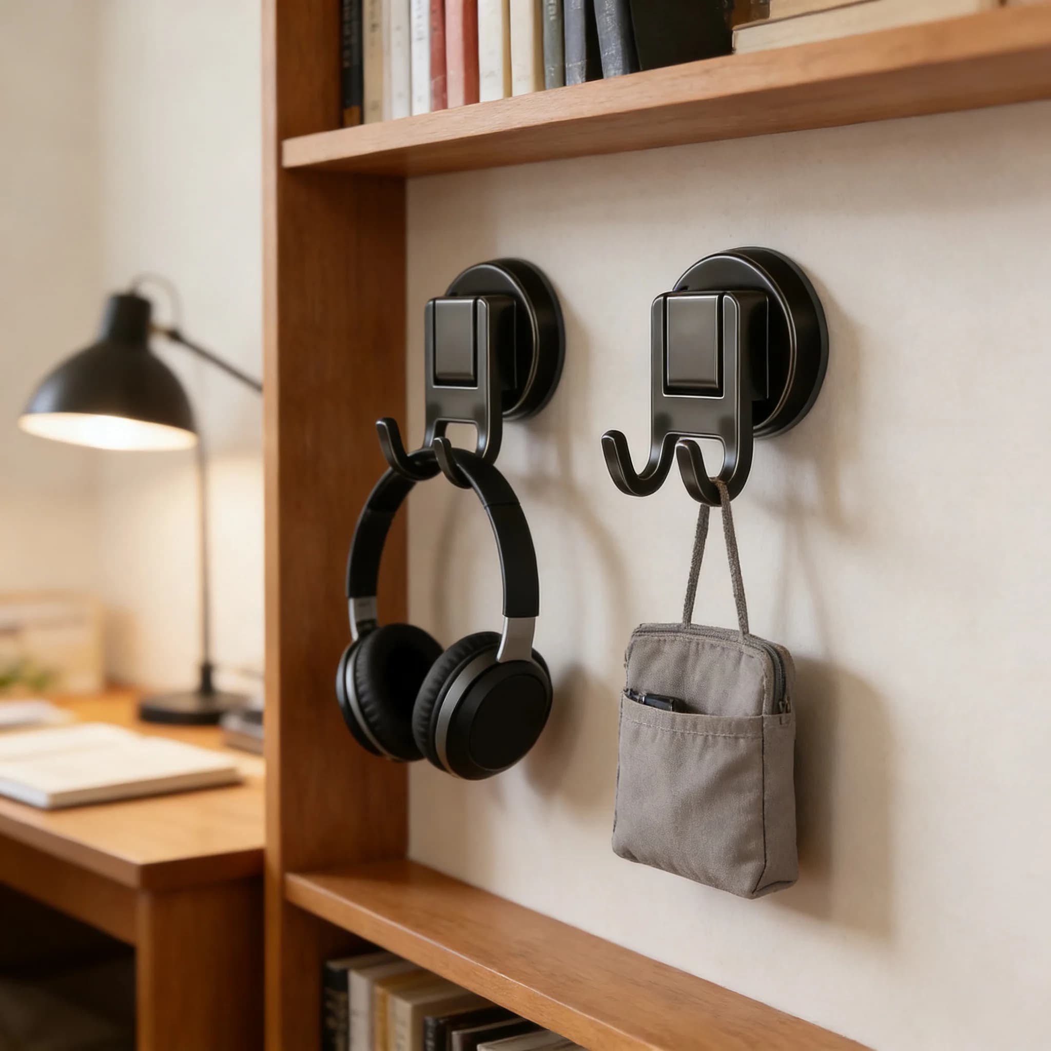 Ganci a ventosa doppi in acciaio al carbonio, senza foratura, per bagno, cucina, ingresso, organizer per casa e ufficio