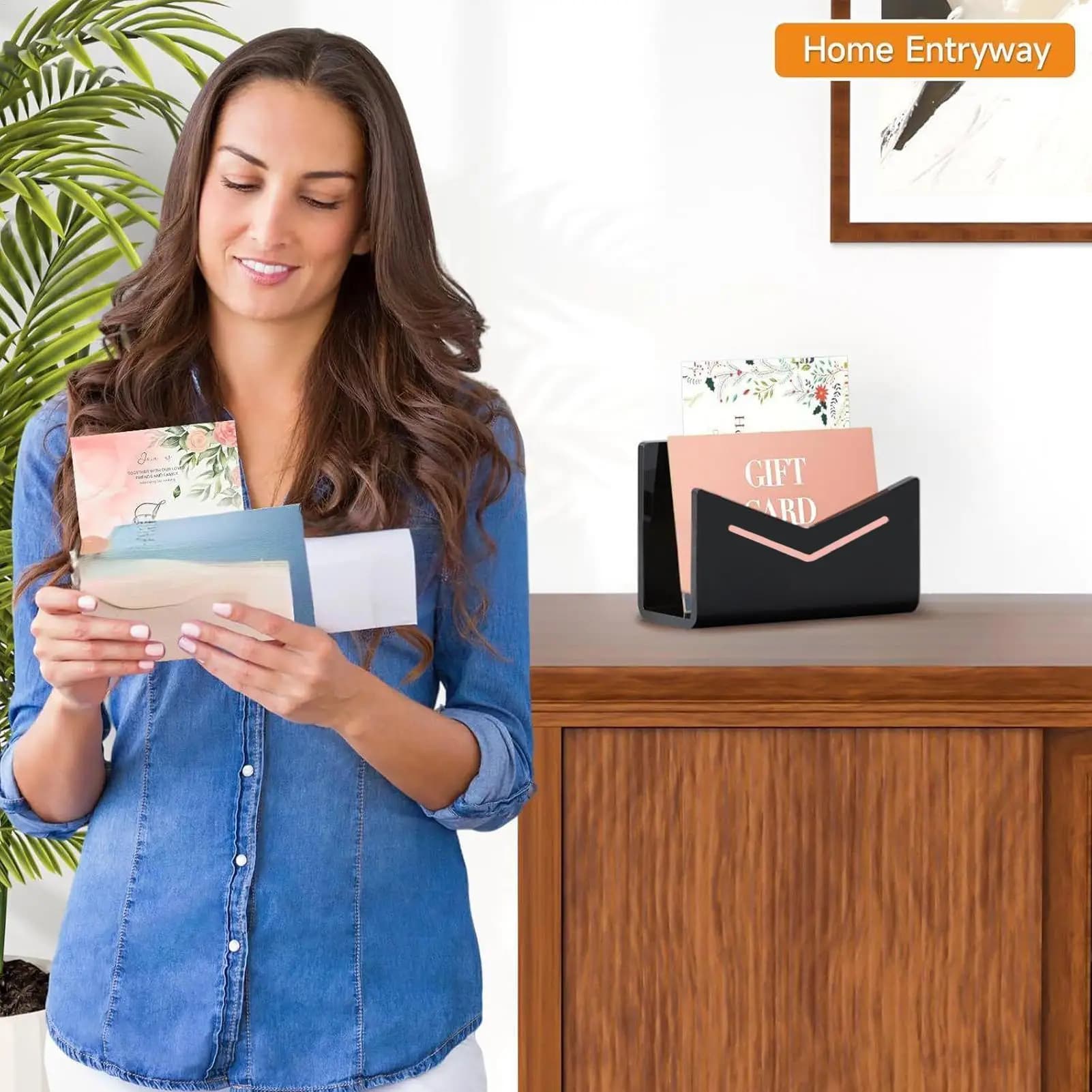 Porta lettere da tavolo in acrilico, piccolo organizer per lettere da scrivania, portaoggetti per file, cartoline postali, selezionatore per documenti, ricevute di carta