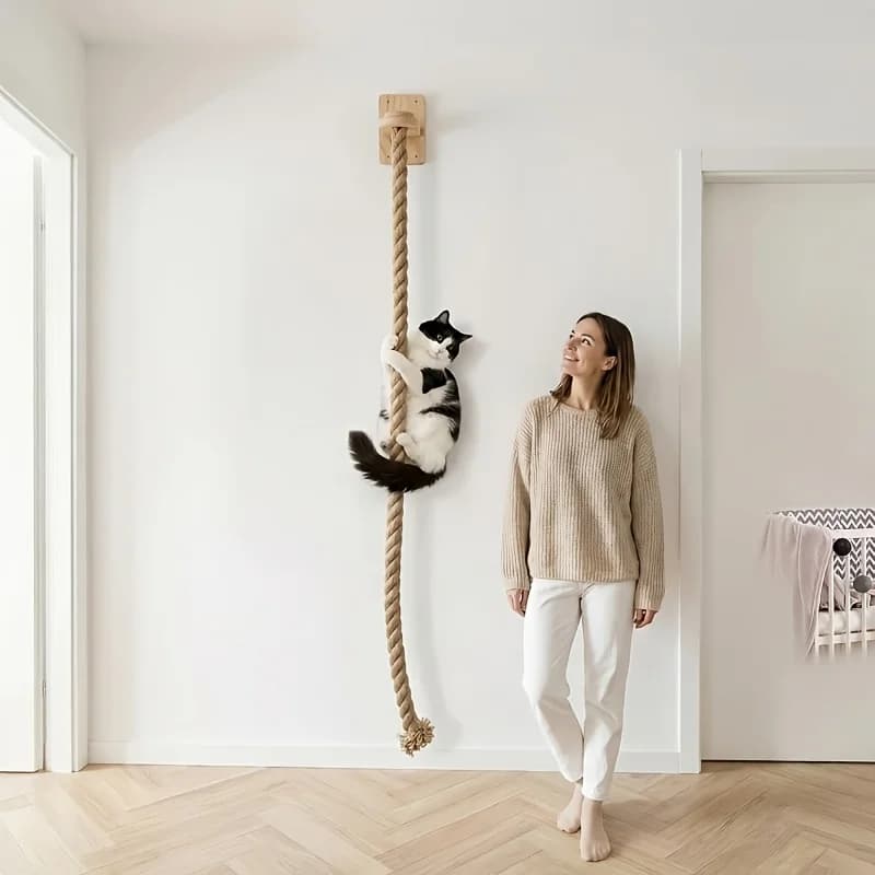 Cat Climbing Rope with Jumping Board Chew Resistant Wall Mounted Rope Cat Shelves for Kittens Playing Scratching Rest