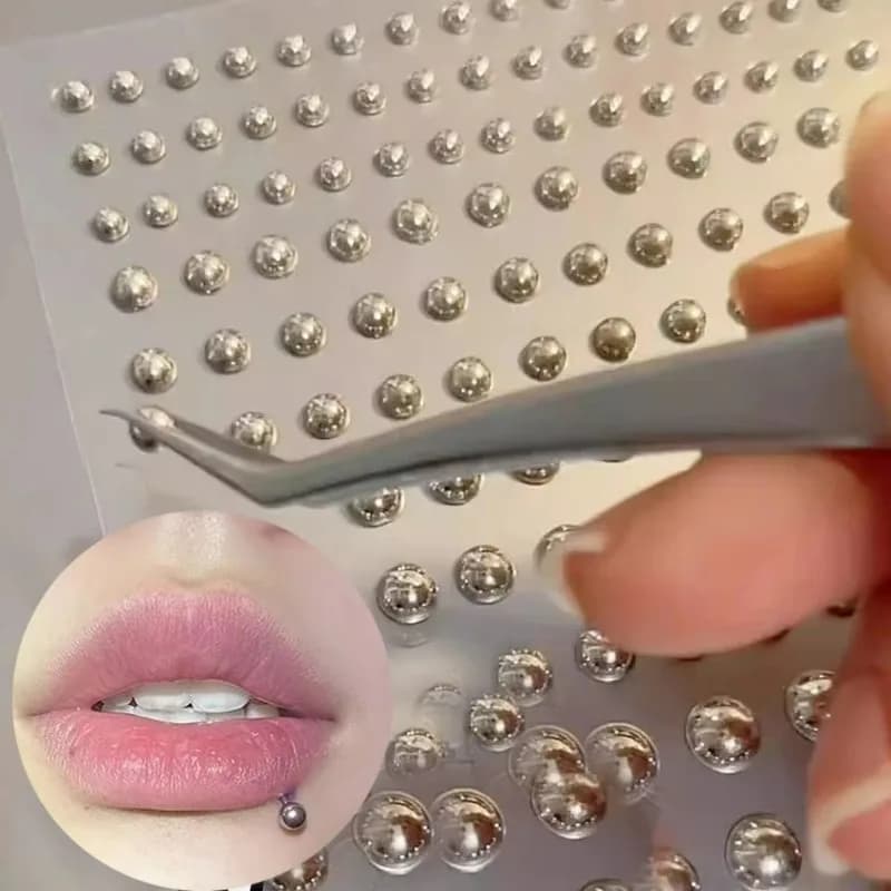 180 pz Non Piercing Unghie Labbra Adesivo Autoadesivo Impermeabile Riutilizzabile Labbro Finto Del Chiodo Sopracciglio Anello Al Naso Corpo Ombelico Gioielli