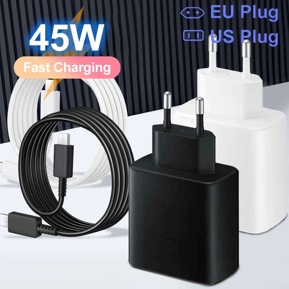 Caricabatterie super veloce PD USB-C da 45 W per Samsung Galaxy S24 Ultra S23 S22 S21 Plus Note10 A54 A34 5A Cavo dati di tipo C a ricarica rapida