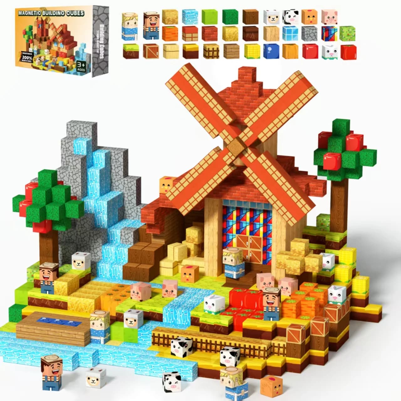 Set di 100/150 Pezzi di Piastrelle Magnetiche Dream Farms, Giocattoli STEM Montessori per Bambini e Bambine dai 3-8 Anni, Blocchi da Costruzione per Gioco Creativo e Sensoriale