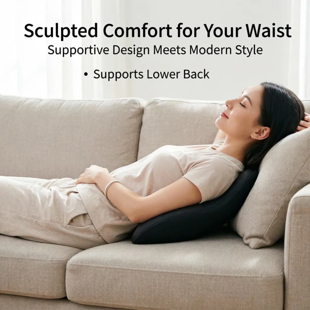 Ergonomic Waist Pillow Lumbar Support, Sleep Cushion Bed Back Pillow, Lower Back Pain Relief Spine, Pad Soft Sleeping Waist Rest