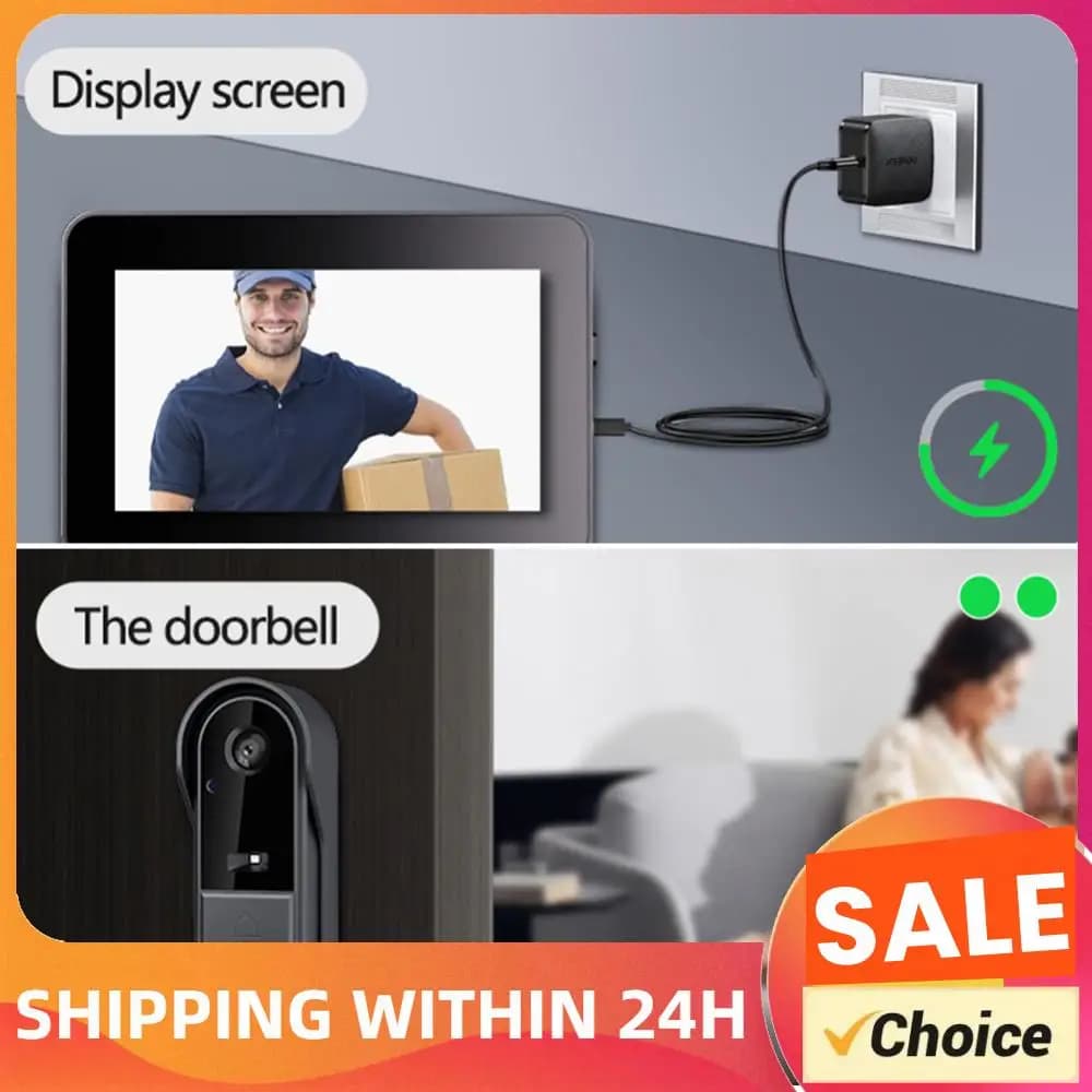 Campanello Video Wireless WiFi 2.4G con Visione Notturna IR, Videocitofono Impermeabile con Telecamera per la Sicurezza Domestica