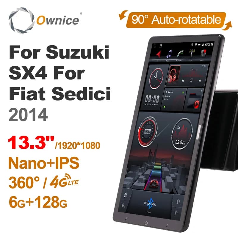 Ownice Autoradio Android 12.0 da 13,3 Pollici 1Din con Panorama 360 per Suzuki SX4 Fiat Sedici 2014, GPS, Audio Auto, SPDIF, 4G LTE, Senza DVD