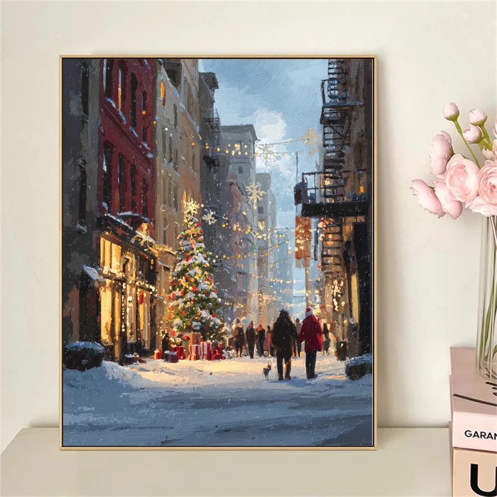 Paint by Numbers For Adult Kit Christmas Town DIY Dropshipping acrylic Oil Painting Canvas by Number Home Decor