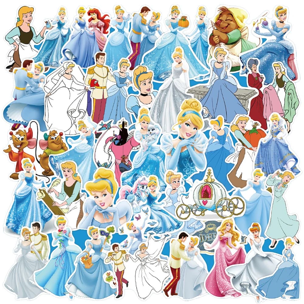 10/30/50PCS Disney Cenerentola Anime Principessa Cartoon Adesivo FAI DA TE Laptop Bagagli Skateboard Graffiti Decalcomanie Divertimento per il Giocattolo Del Capretto