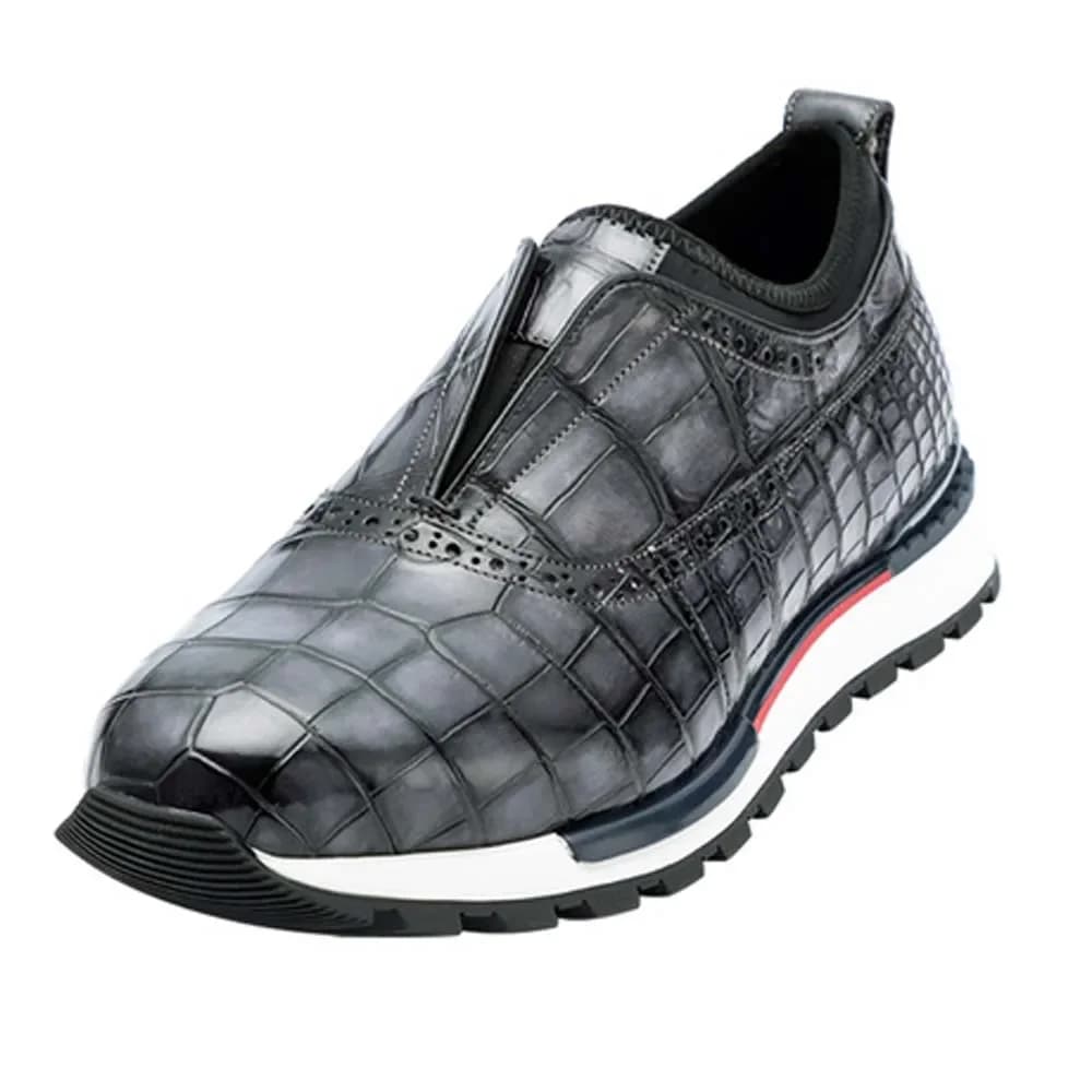 eyugaoduannanxie scarpe in coccodrillo manuale maschile Colore pennello Sport per il tempo libero scarpe in pelle di coccodrillo scarpe casual maschili