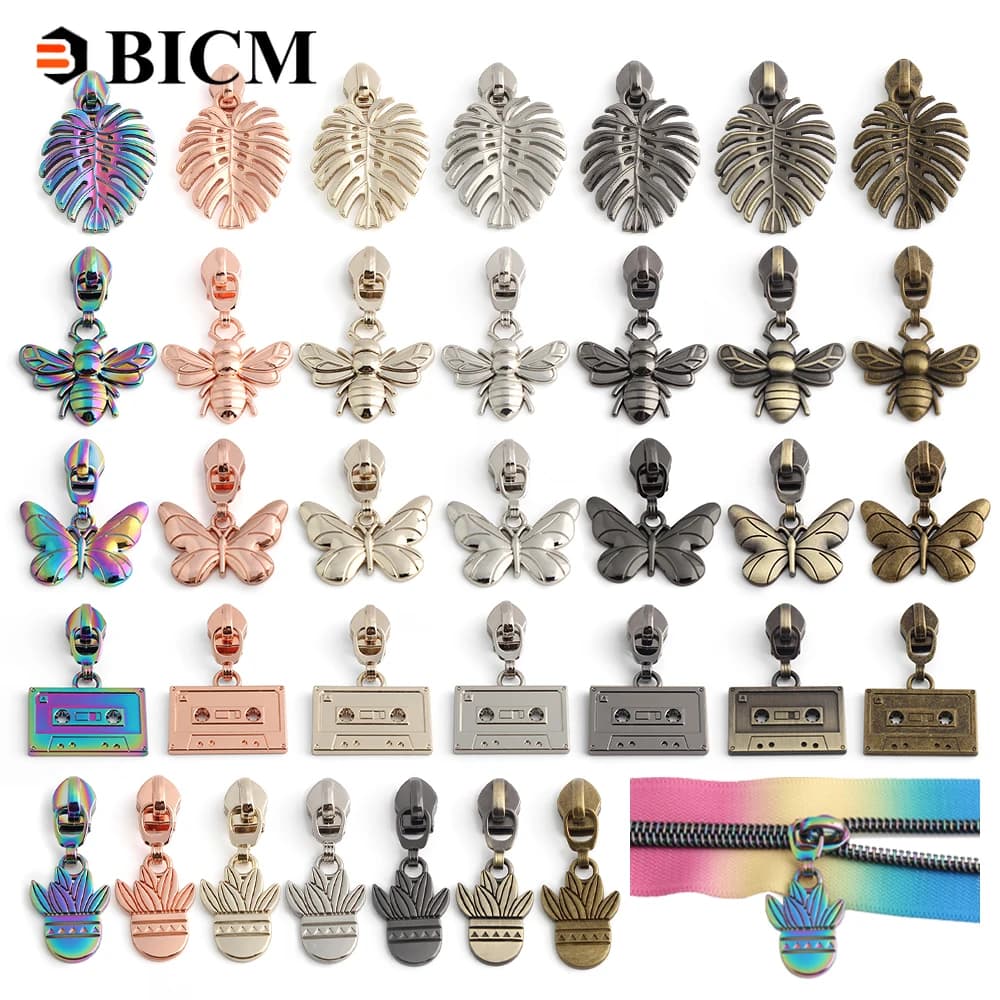 10 pezzi 5 # Cursori per cerniere in nylon Borsa Tasca con cerniera Testa Cerniera in metallo Tira Zip Kit di riparazione Accessori per cucire indumenti fai da te