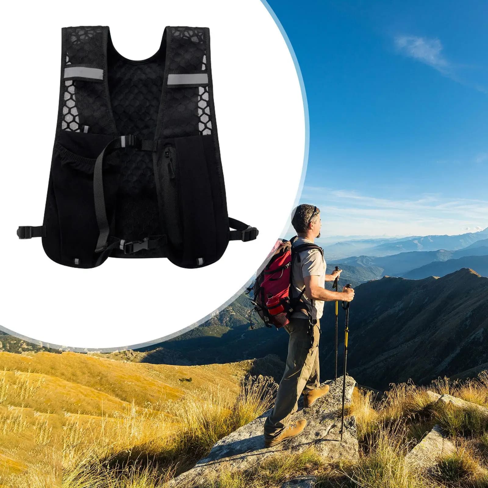 Zaino per Idratazione con Strisce Riflettenti, Impermeabile in Nylon, per Maratoneti e Ciclisti, Ideale per Trail Running e Avventure all'Aperto