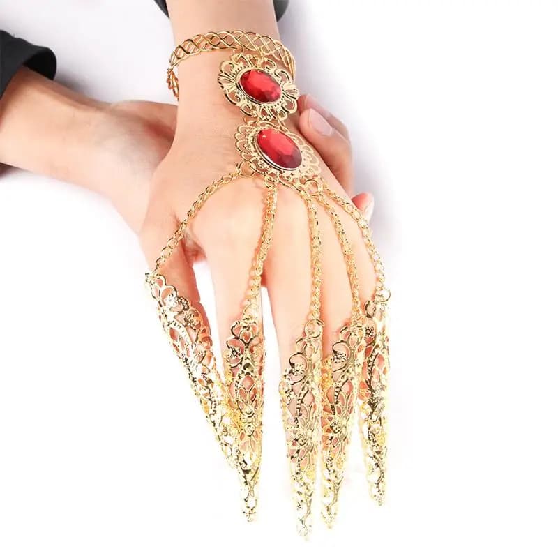 Accessori per Gioielli, Braccialetto da Dito con Cristalli, Bracciale per Danza del Ventre, Accessori per Danza Indiana