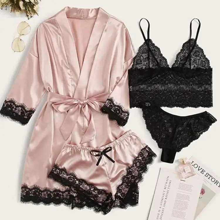 European and American sex inside pajamas set lace sexy suspenders women