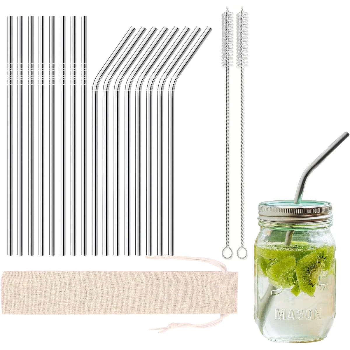Cannucce in acciaio inossidabile da 4-16 pezzi, cannucce metalliche di ricambio riutilizzabili per bicchiere Yeti da 20 OZ, tervis, barattolo di vetro, con spazzola per la pulizia